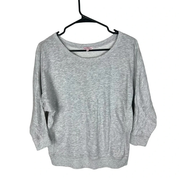 Juicy Couture Scoop Neck Gray Sweater Lace Up Back Women’s Medium - Picture 1 of 8